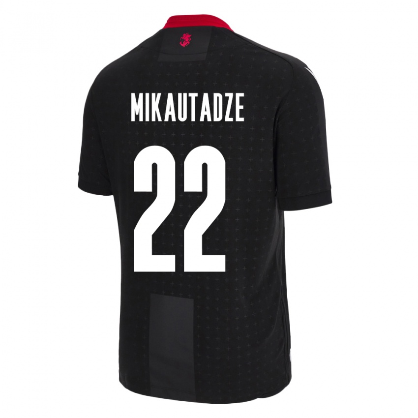 Uomo Maglia Georgia Georges Mikautadze #22 Nero Kit Gara Away 24-26 Maglietta