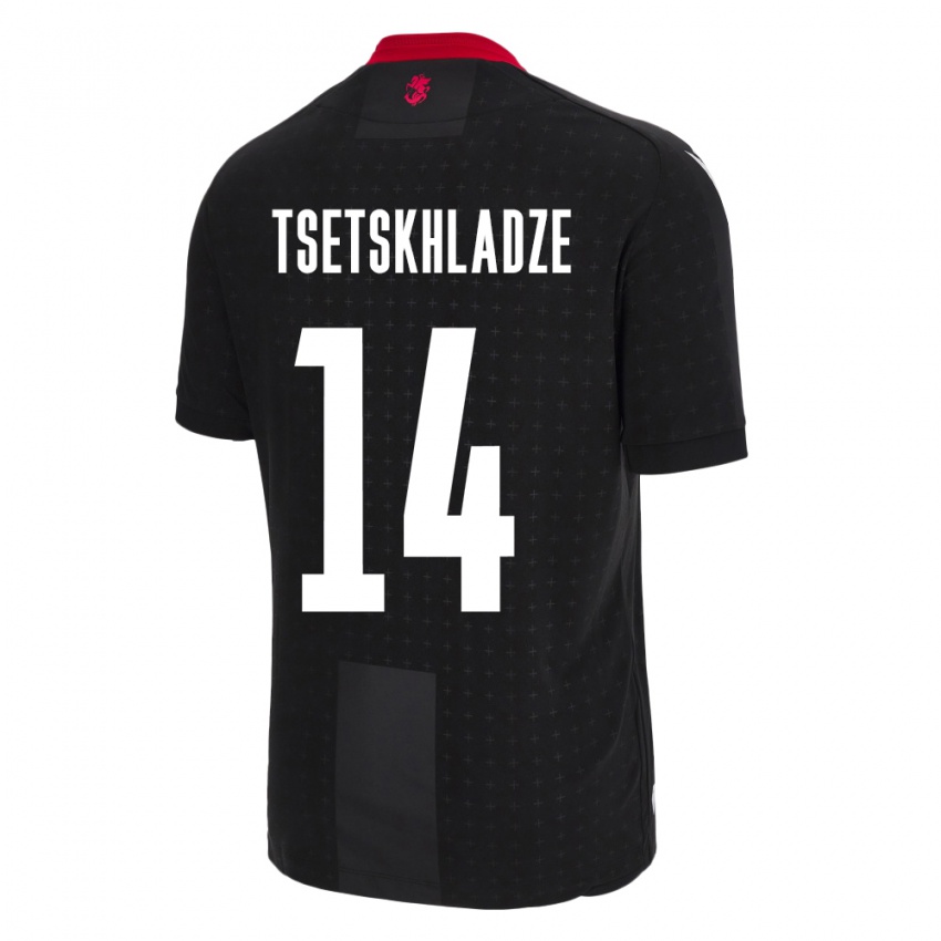 Uomo Maglia Georgia Nikoloz Tsetskhladze #14 Nero Kit Gara Away 24-26 Maglietta