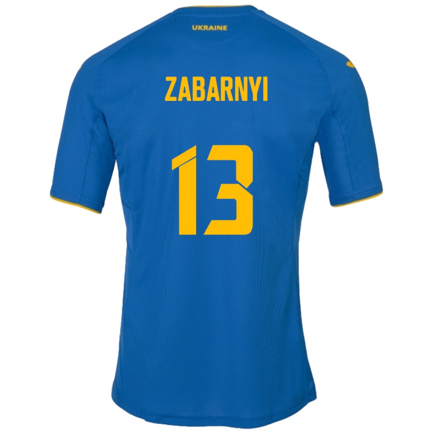 Uomo Maglia Ucraina Ilya Zabarnyi #13 Blu Kit Gara Away 24-26 Maglietta