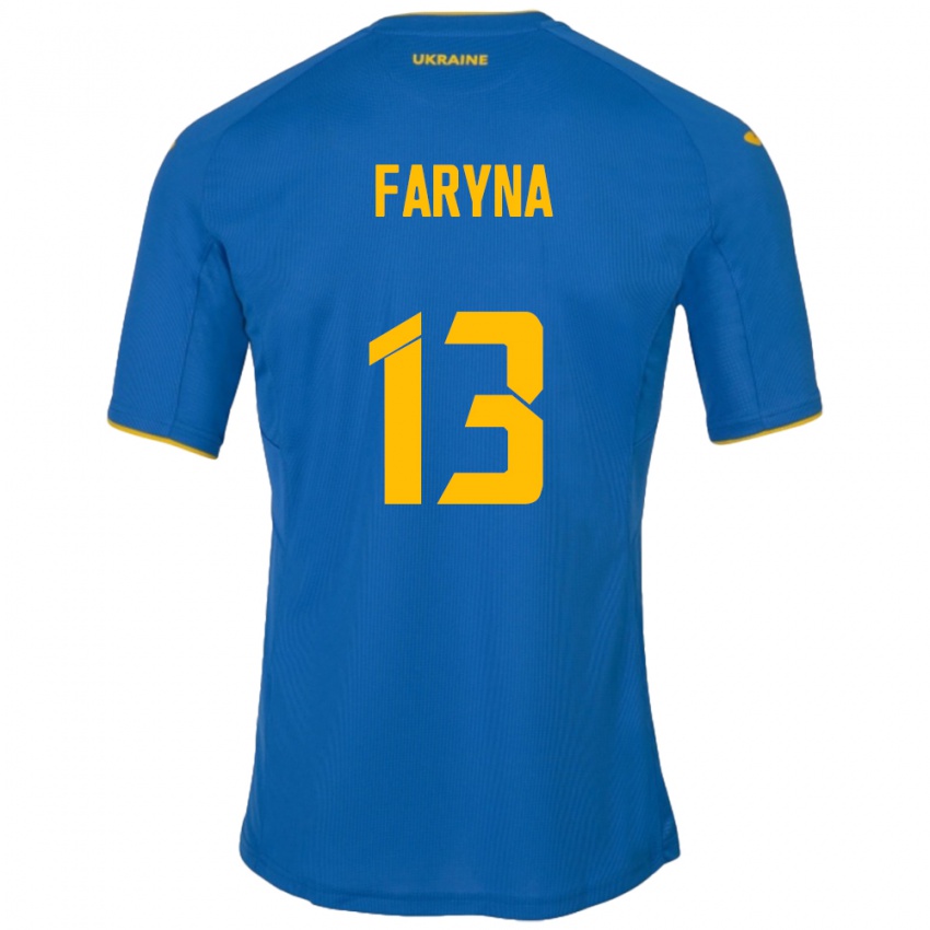 Uomo Maglia Ucraina Maryan Faryna #13 Blu Kit Gara Away 24-26 Maglietta