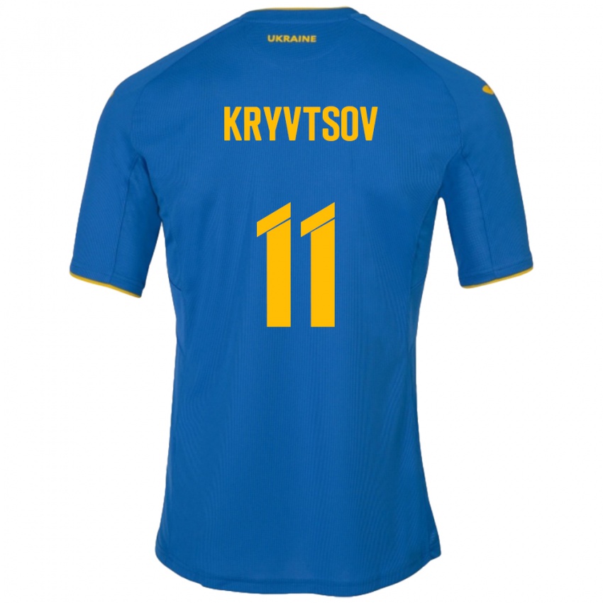 Uomo Maglia Ucraina Nikita Kryvtsov #11 Blu Kit Gara Away 24-26 Maglietta