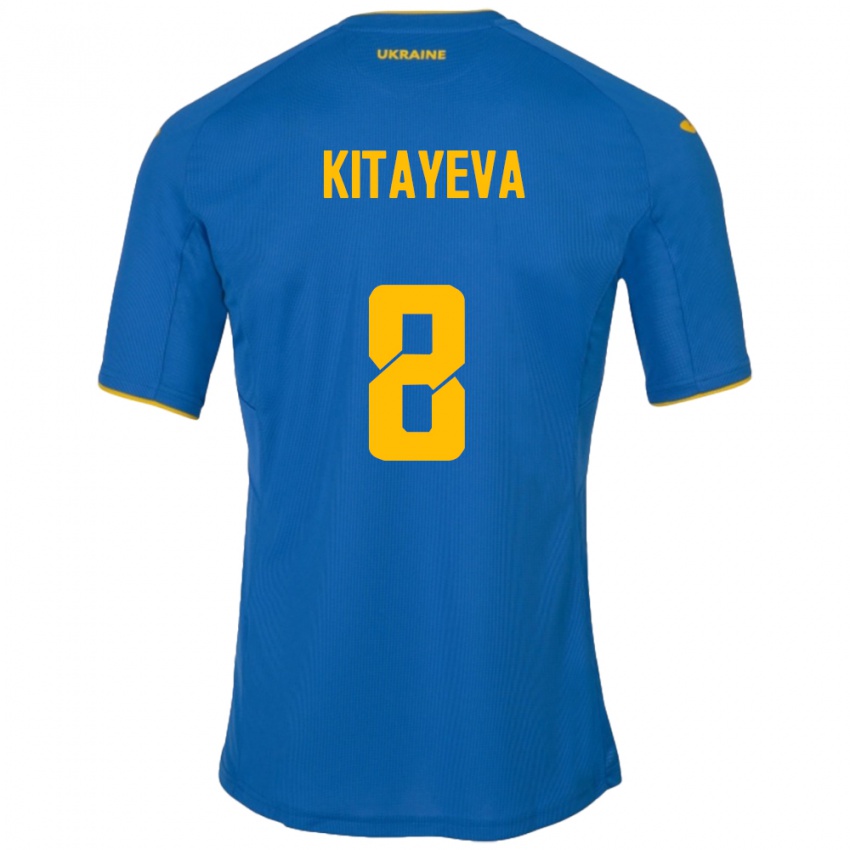 Uomo Maglia Ucraina Tetyana Kitayeva #8 Blu Kit Gara Away 24-26 Maglietta