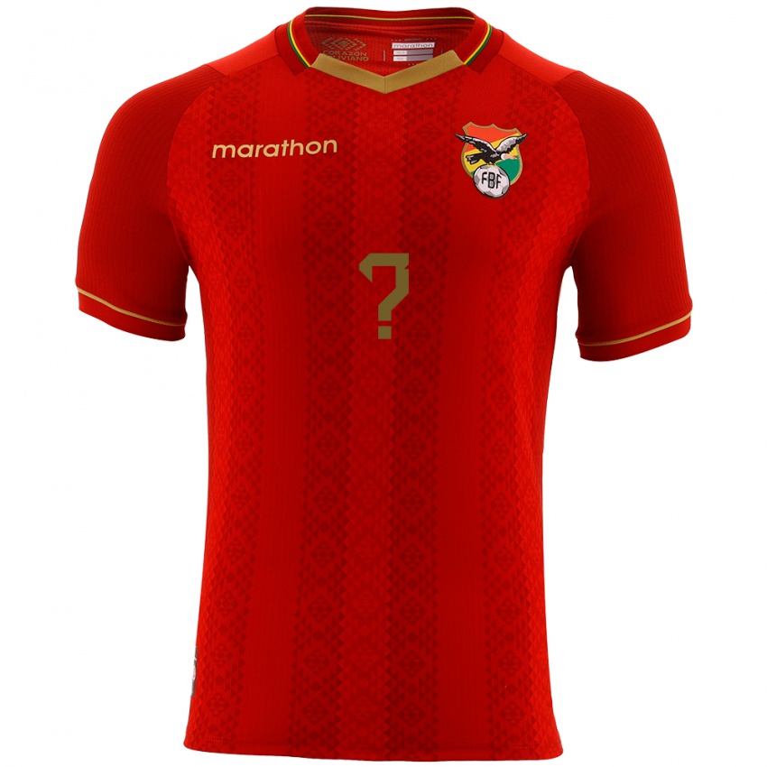 Uomo Maglia Bolivia Il Tuo Nome #0 Rosso Kit Gara Away 24-26 Maglietta