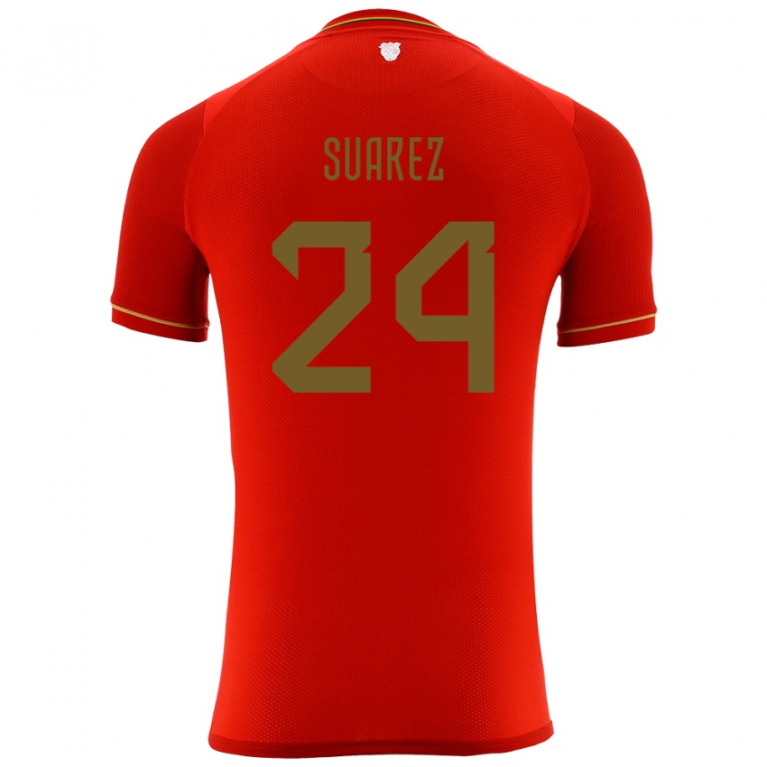 Uomo Maglia Bolivia Marcelo Suárez #24 Rosso Kit Gara Away 24-26 Maglietta