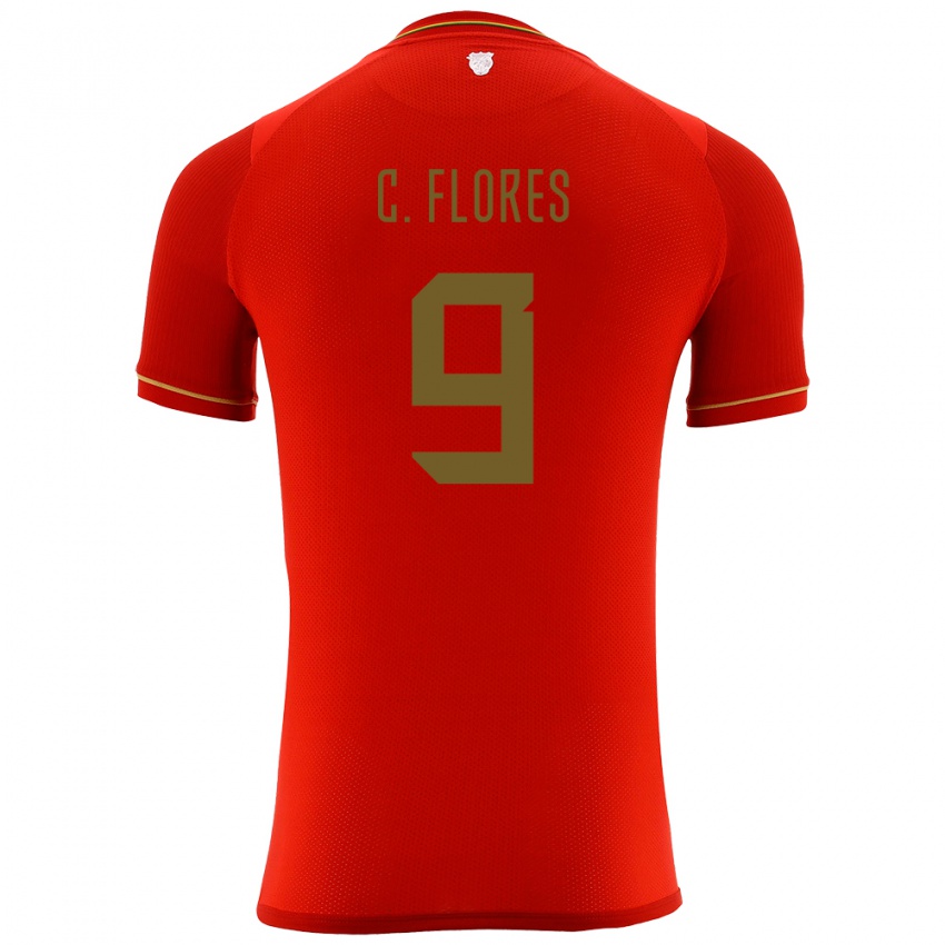 Uomo Maglia Bolivia Cesar Flores #9 Rosso Kit Gara Away 24-26 Maglietta