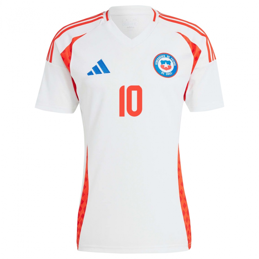 Uomo Maglia Cile Ignacio Vásquez #10 Bianco Kit Gara Away 24-26 Maglietta