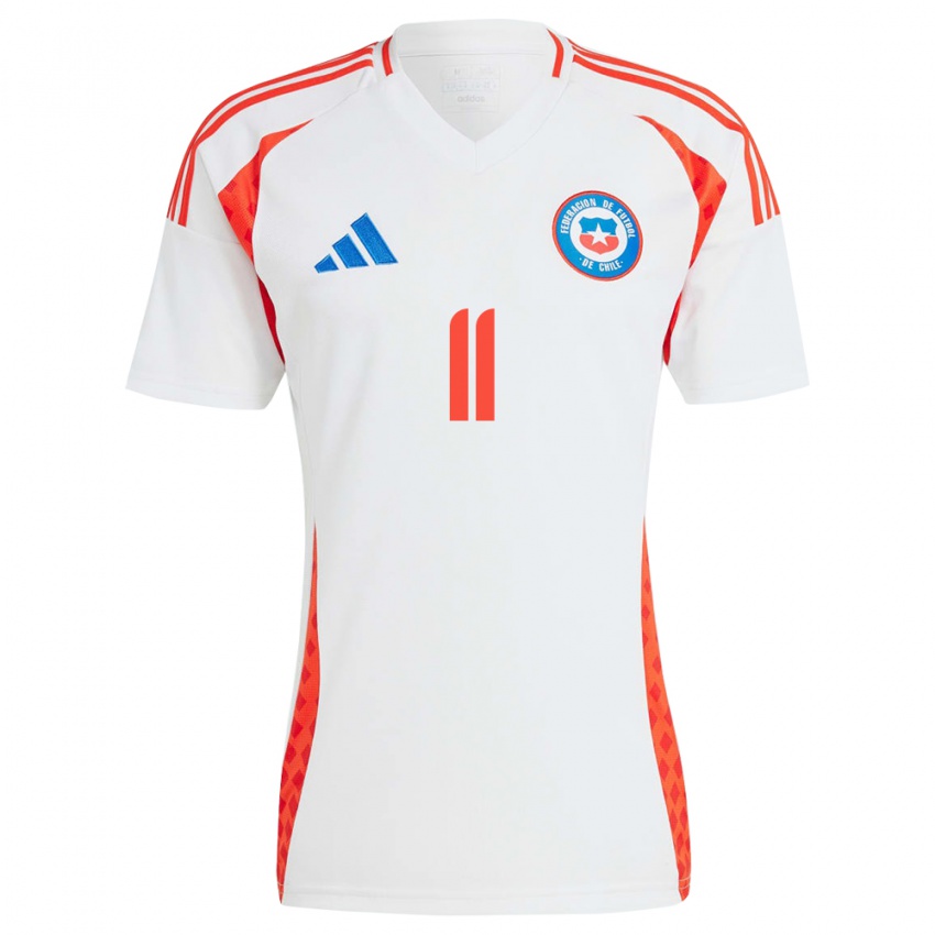 Uomo Maglia Cile Gonzalo Tapia #11 Bianco Kit Gara Away 24-26 Maglietta