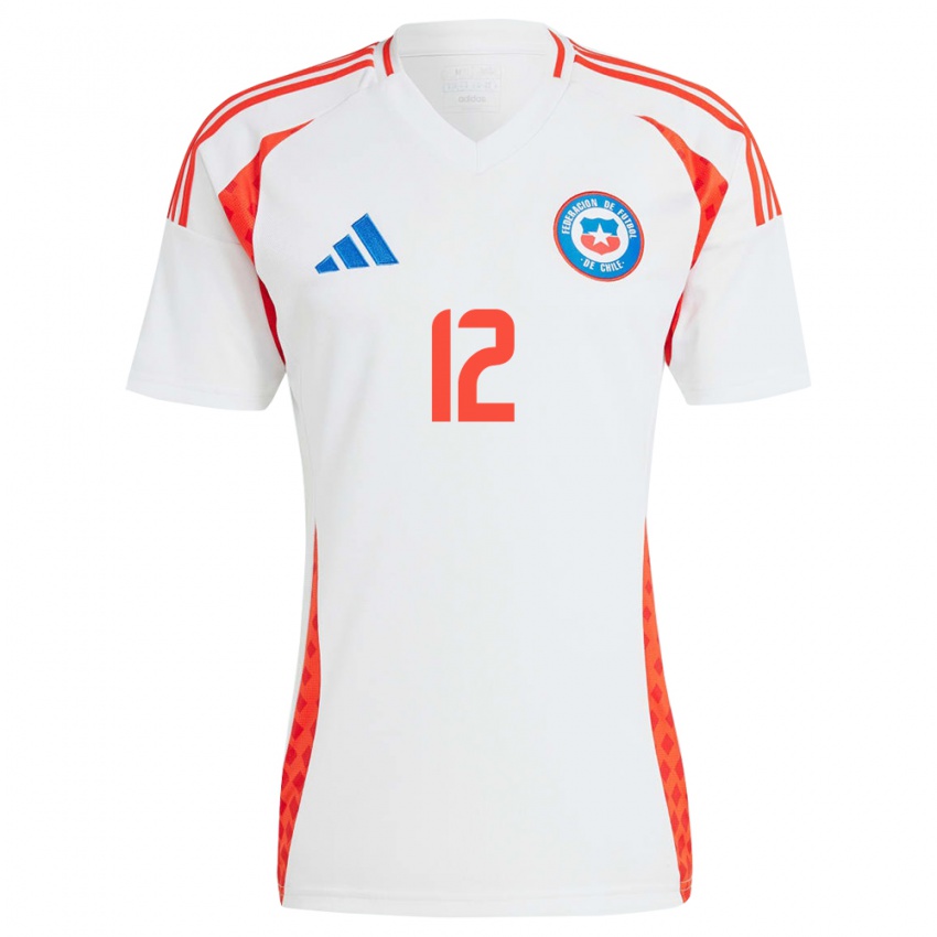 Uomo Maglia Cile Gabriela Bórquez #12 Bianco Kit Gara Away 24-26 Maglietta