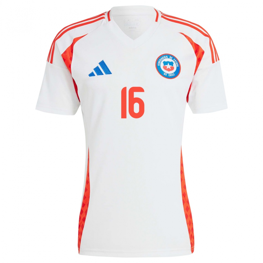 Uomo Maglia Cile Isidora Olave #16 Bianco Kit Gara Away 24-26 Maglietta