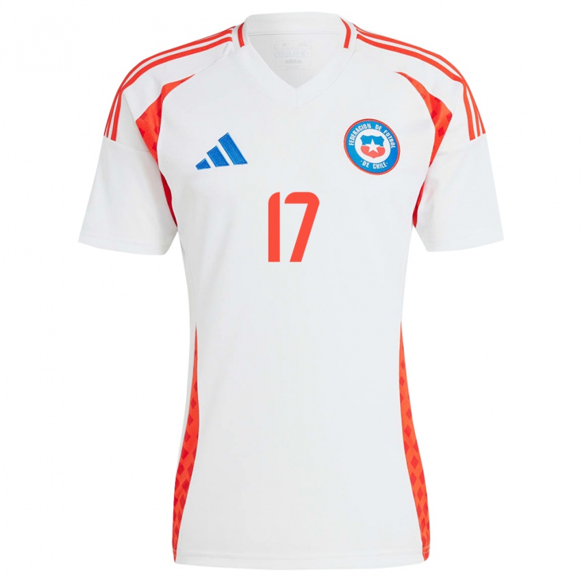 Uomo Maglia Cile Esteban Matus #17 Bianco Kit Gara Away 24-26 Maglietta