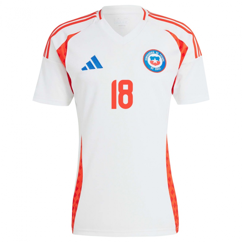 Uomo Maglia Cile Camila Sáez #18 Bianco Kit Gara Away 24-26 Maglietta