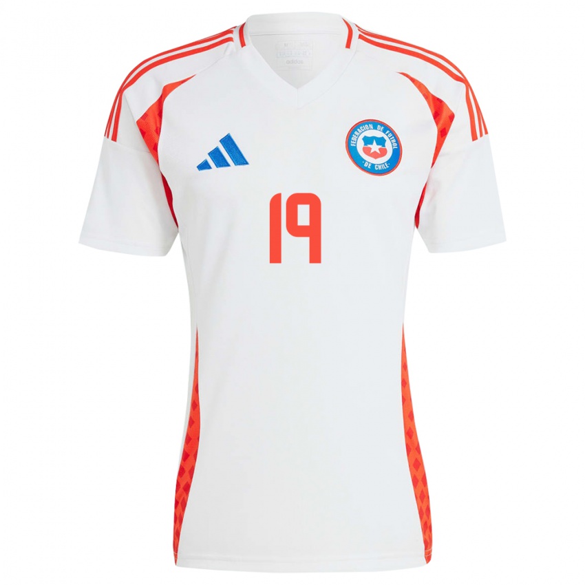 Uomo Maglia Cile Benjamín Riquelme #19 Bianco Kit Gara Away 24-26 Maglietta