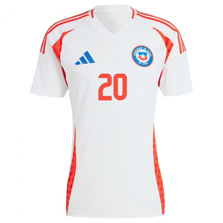 Uomo Maglia Cile Anaís Álvarez #20 Bianco Kit Gara Away 24-26 Maglietta