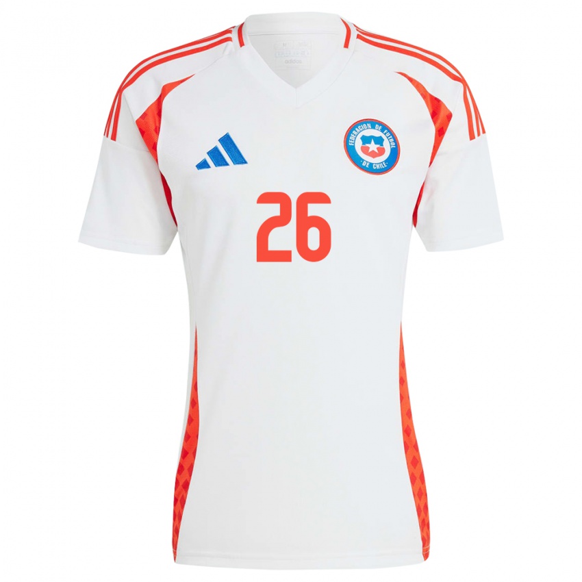 Uomo Maglia Cile Nicolás Fernández #26 Bianco Kit Gara Away 24-26 Maglietta