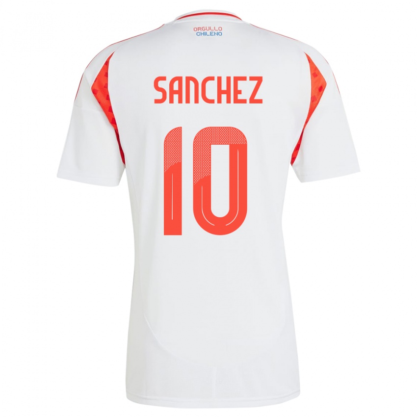 Uomo Maglia Cile Alexis Sánchez #10 Bianco Kit Gara Away 24-26 Maglietta