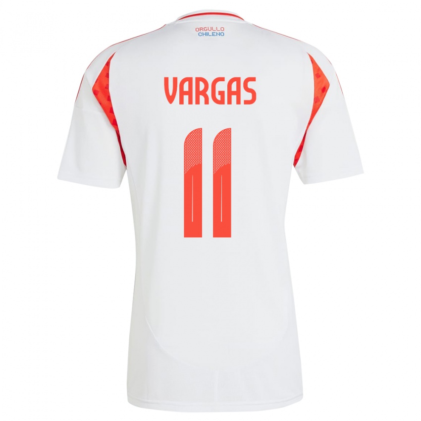 Uomo Maglia Cile Eduardo Vargas #11 Bianco Kit Gara Away 24-26 Maglietta