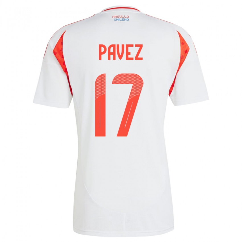 Uomo Maglia Cile Esteban Pavez #17 Bianco Kit Gara Away 24-26 Maglietta