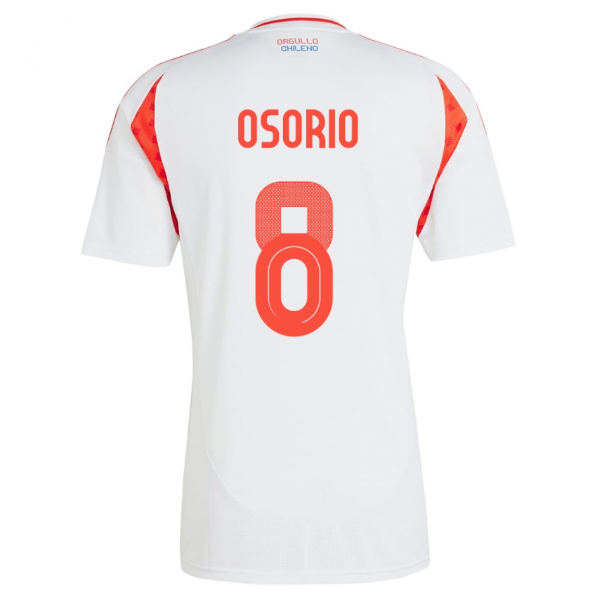 Uomo Maglia Cile Darío Osorio #8 Bianco Kit Gara Away 24-26 Maglietta