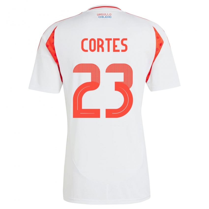 Uomo Maglia Cile Brayan Cortés #23 Bianco Kit Gara Away 24-26 Maglietta