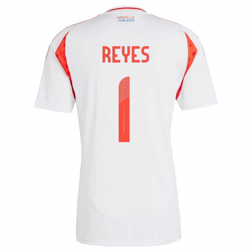 Uomo Maglia Cile Vicente Reyes #1 Bianco Kit Gara Away 24-26 Maglietta