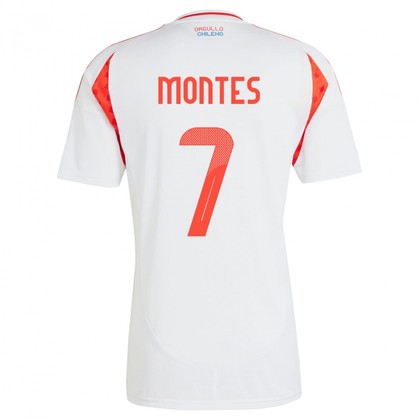 Uomo Maglia Cile Clemente Montes #7 Bianco Kit Gara Away 24-26 Maglietta