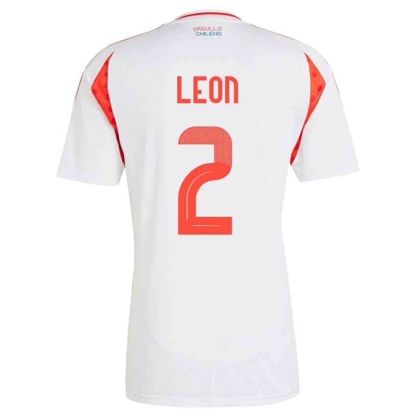 Uomo Maglia Cile Maicol León #2 Bianco Kit Gara Away 24-26 Maglietta