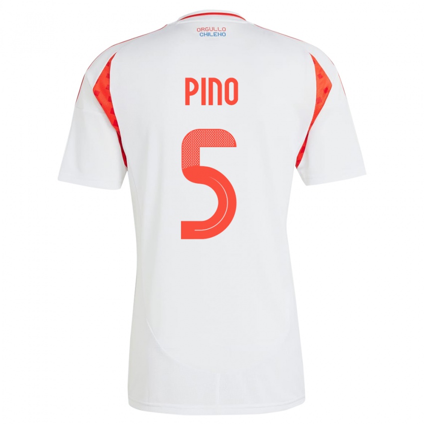 Uomo Maglia Cile Sebastián Pino #5 Bianco Kit Gara Away 24-26 Maglietta