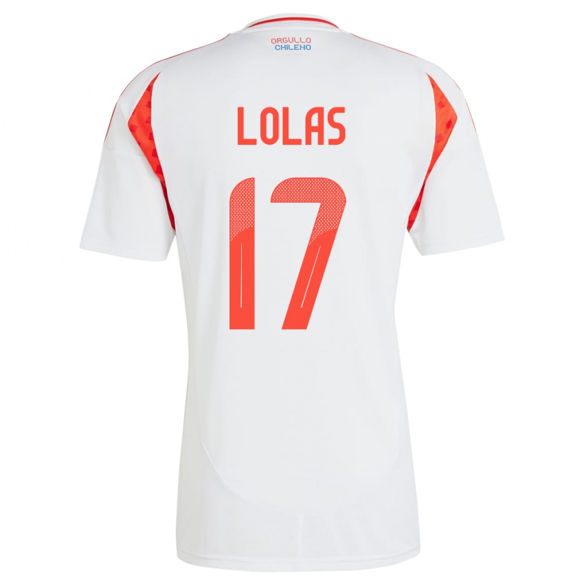 Uomo Maglia Cile Manuel Lolas #17 Bianco Kit Gara Away 24-26 Maglietta