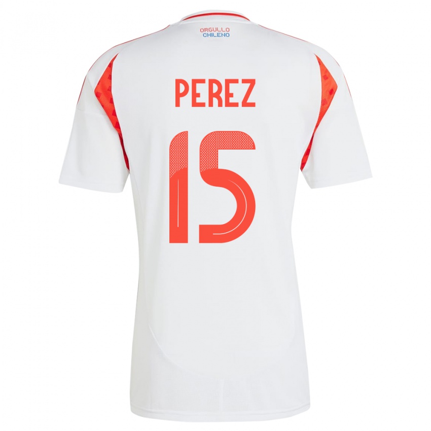 Uomo Maglia Cile Ignacio Pérez #15 Bianco Kit Gara Away 24-26 Maglietta