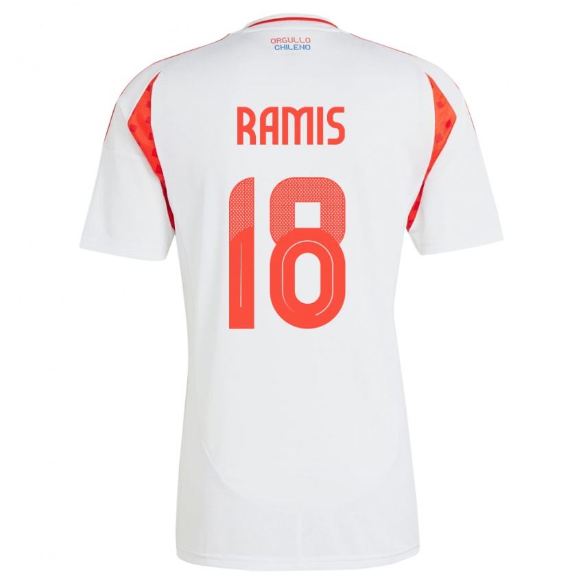 Uomo Maglia Cile Oliver Ramis #18 Bianco Kit Gara Away 24-26 Maglietta