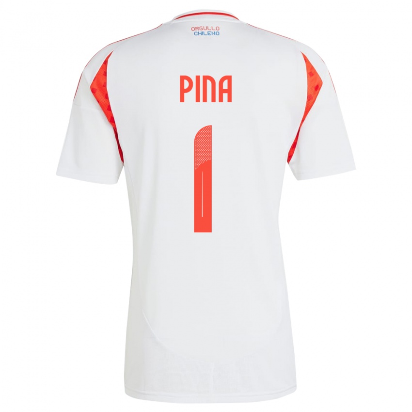 Uomo Maglia Cile Cristóbal Piña #1 Bianco Kit Gara Away 24-26 Maglietta