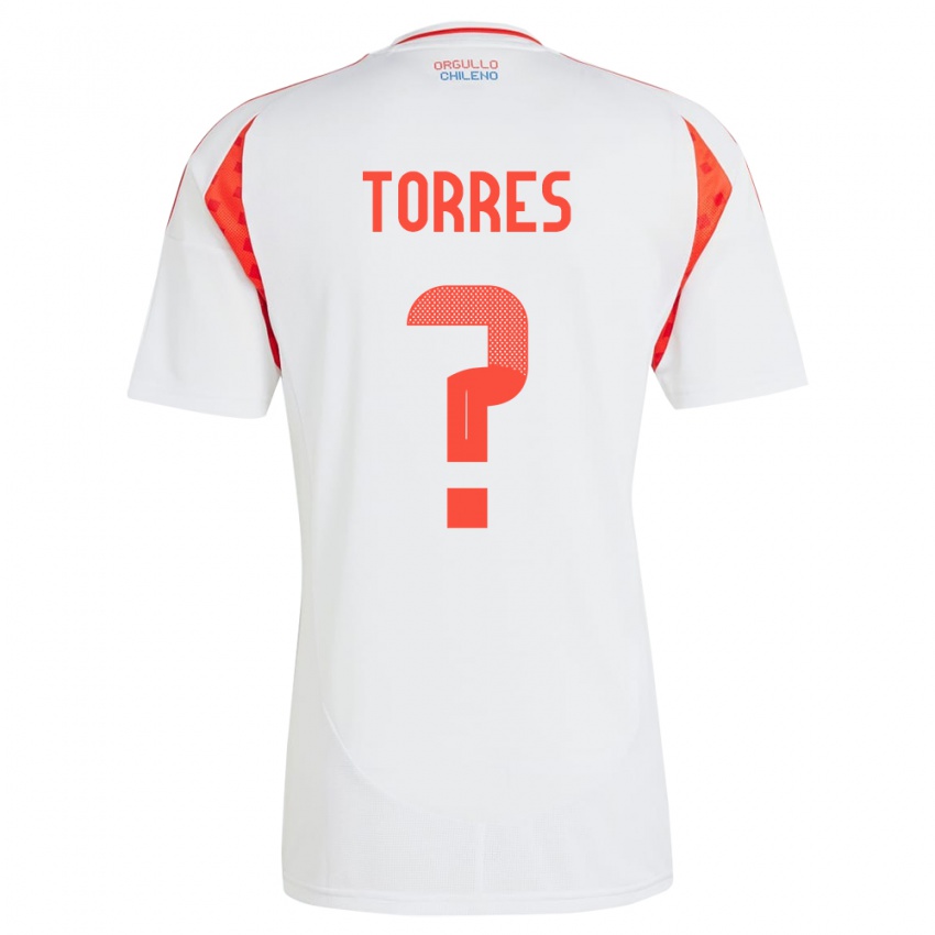 Uomo Maglia Cile Bruno Torres #0 Bianco Kit Gara Away 24-26 Maglietta