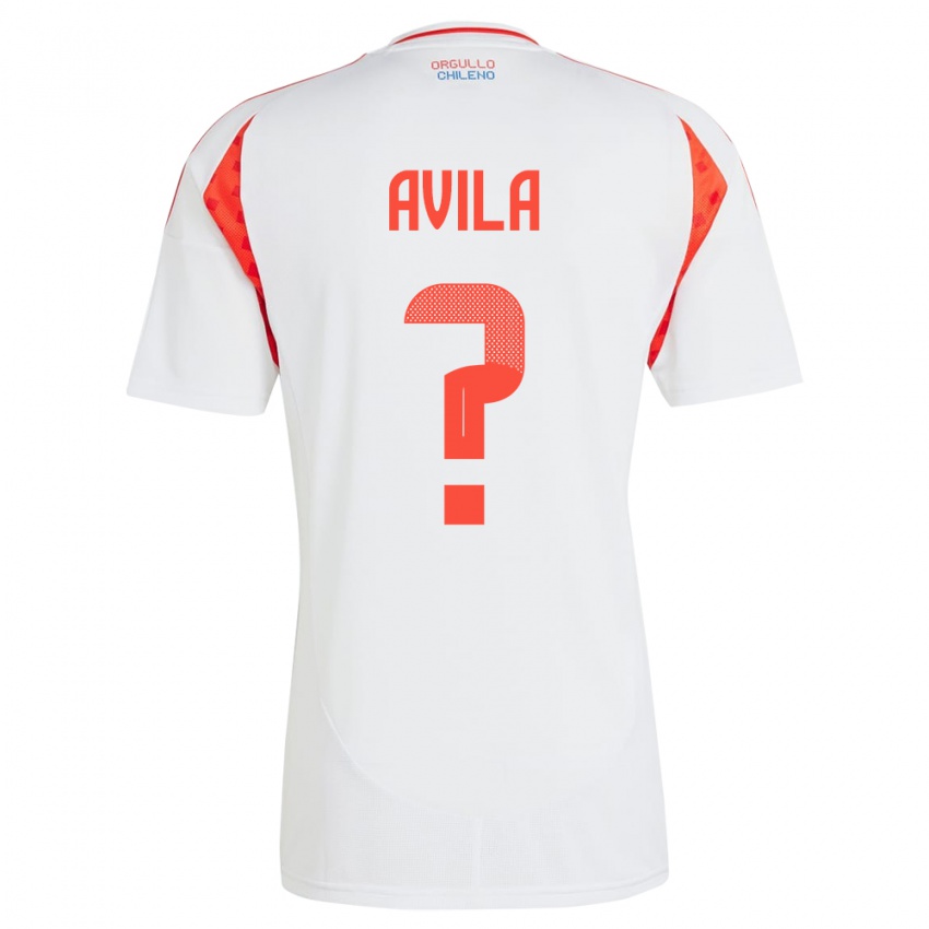 Uomo Maglia Cile Gustavo Ávila #0 Bianco Kit Gara Away 24-26 Maglietta