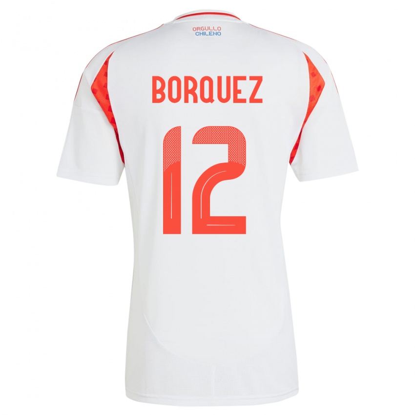 Uomo Maglia Cile Gabriela Bórquez #12 Bianco Kit Gara Away 24-26 Maglietta