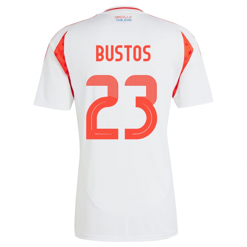 Uomo Maglia Cile Ignacia Bustos #23 Bianco Kit Gara Away 24-26 Maglietta