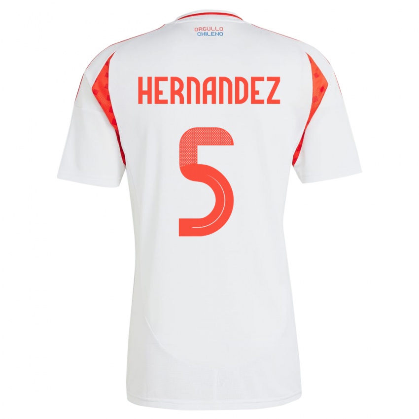 Uomo Maglia Cile Monserrat Hernández #5 Bianco Kit Gara Away 24-26 Maglietta