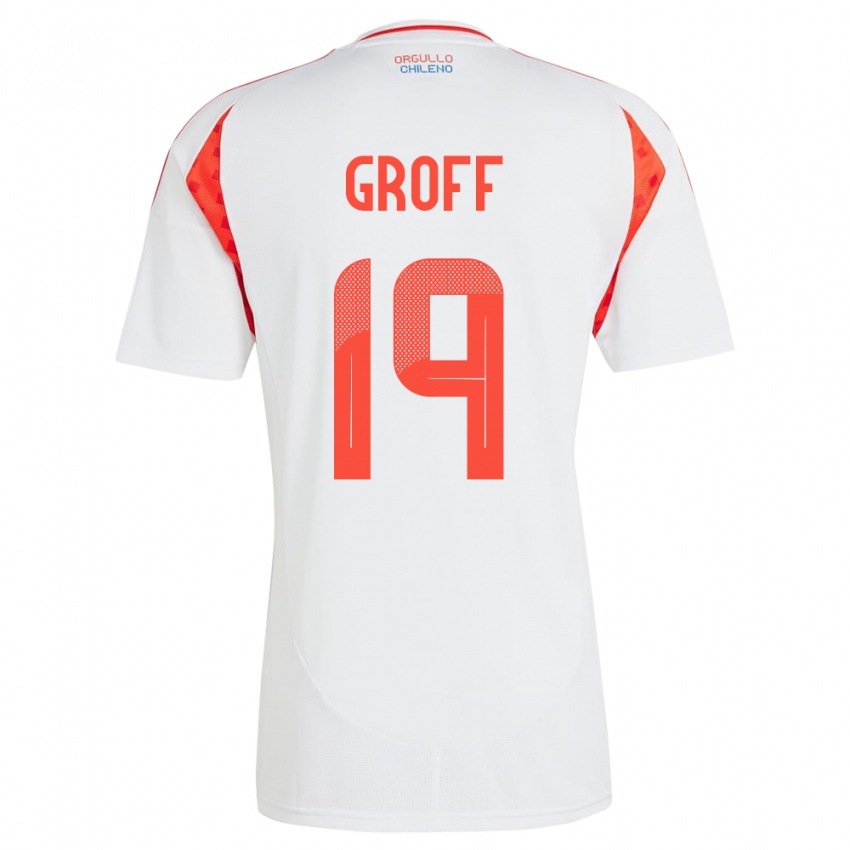 Uomo Maglia Cile Llanka Groff #19 Bianco Kit Gara Away 24-26 Maglietta