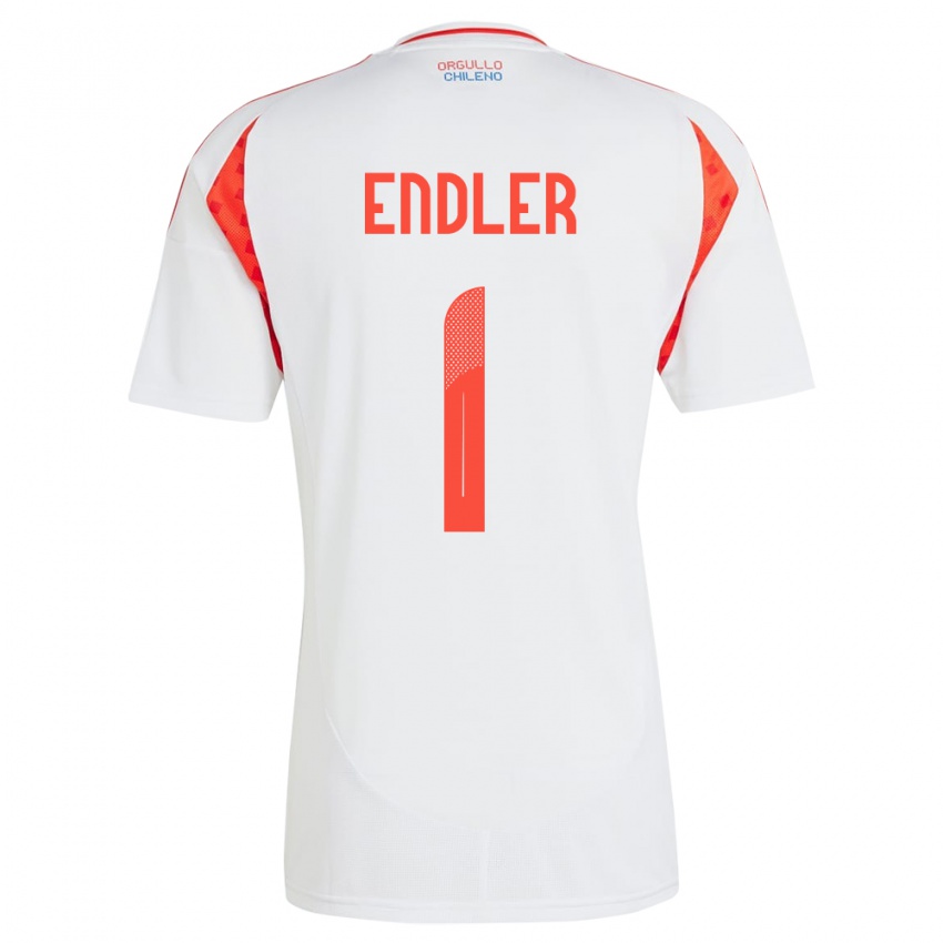 Uomo Maglia Cile Christiane Endler #1 Bianco Kit Gara Away 24-26 Maglietta