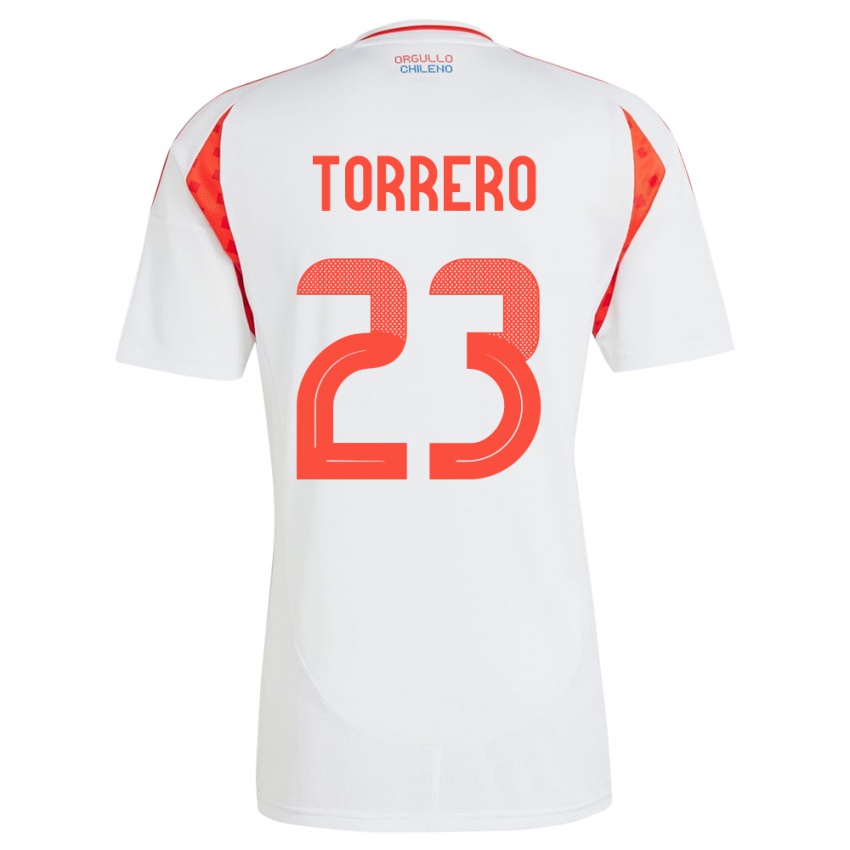 Uomo Maglia Cile Ryann Torrero #23 Bianco Kit Gara Away 24-26 Maglietta