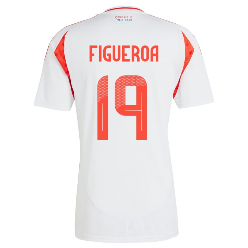 Uomo Maglia Cile Catalina Figueroa #19 Bianco Kit Gara Away 24-26 Maglietta