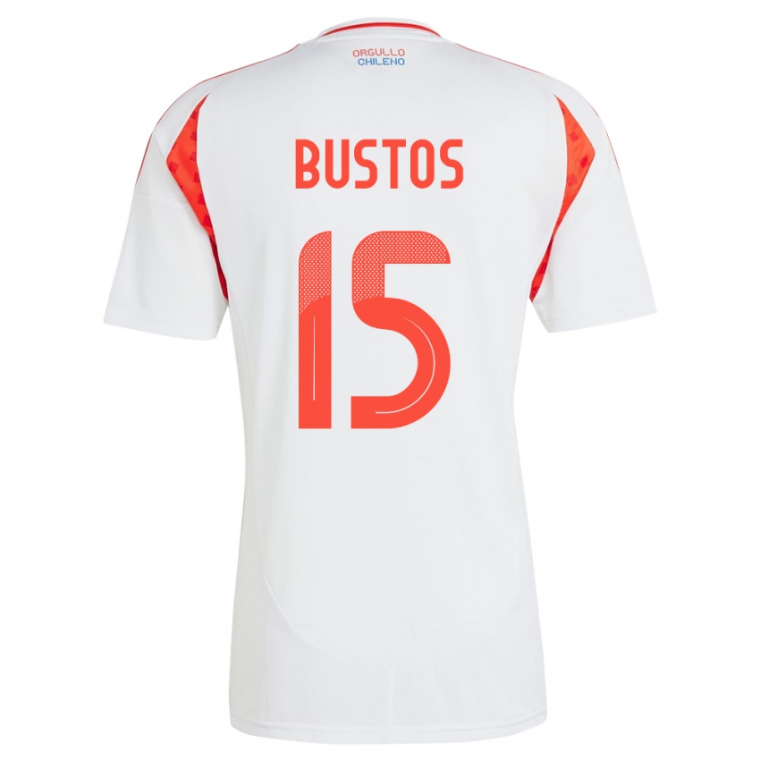 Uomo Maglia Cile Melissa Bustos #15 Bianco Kit Gara Away 24-26 Maglietta