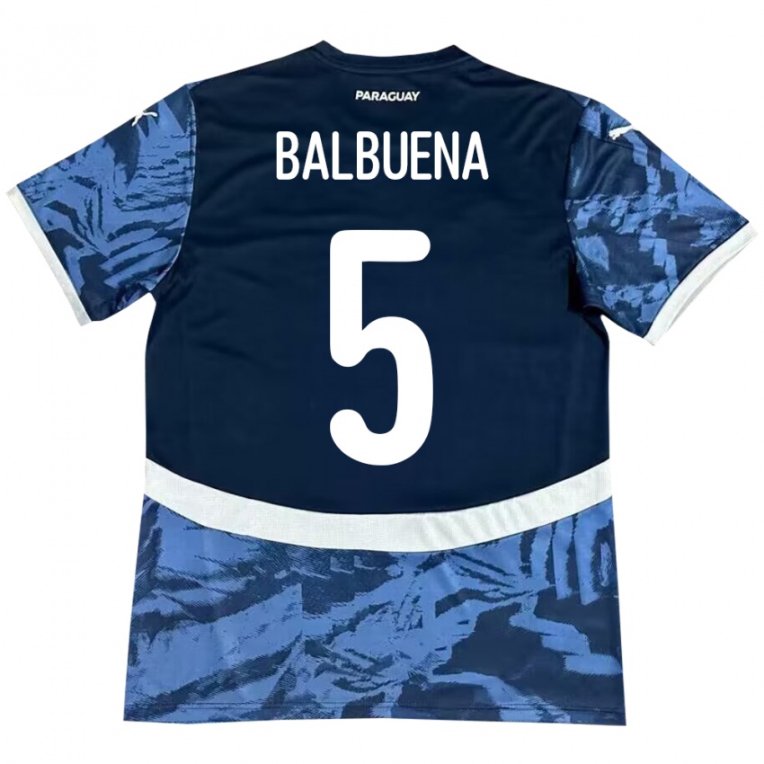 Uomo Maglia Paraguay Fabián Balbuena #5 Blu Kit Gara Away 24-26 Maglietta