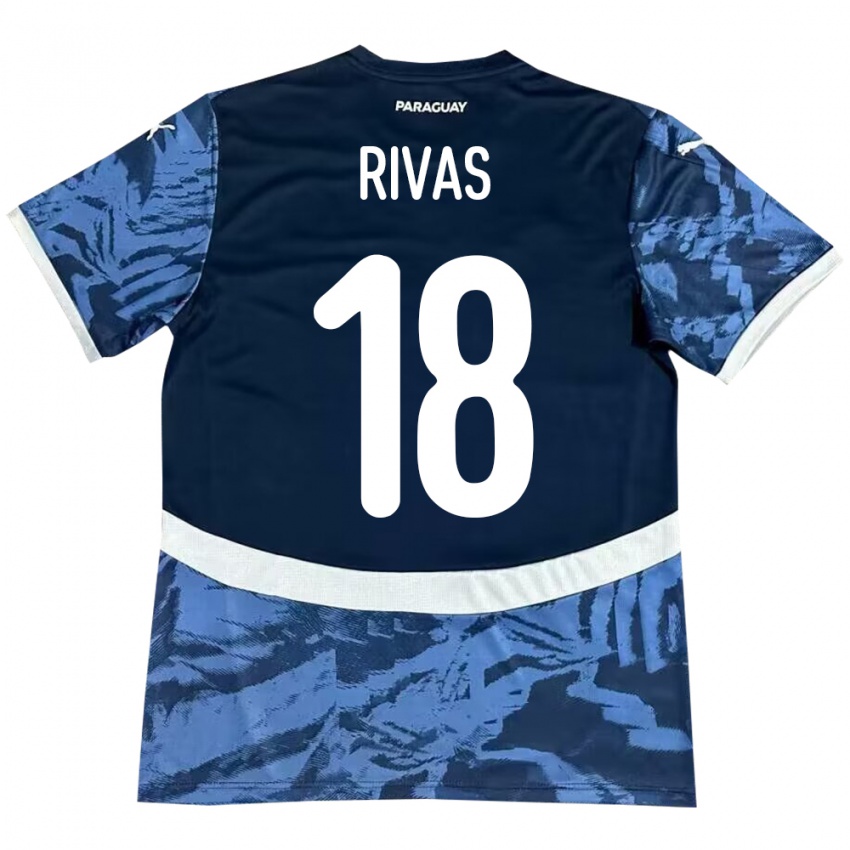 Uomo Maglia Paraguay Daniel Rivas #18 Blu Kit Gara Away 24-26 Maglietta