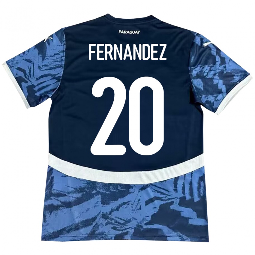 Uomo Maglia Paraguay Marcelo Fernández #20 Blu Kit Gara Away 24-26 Maglietta