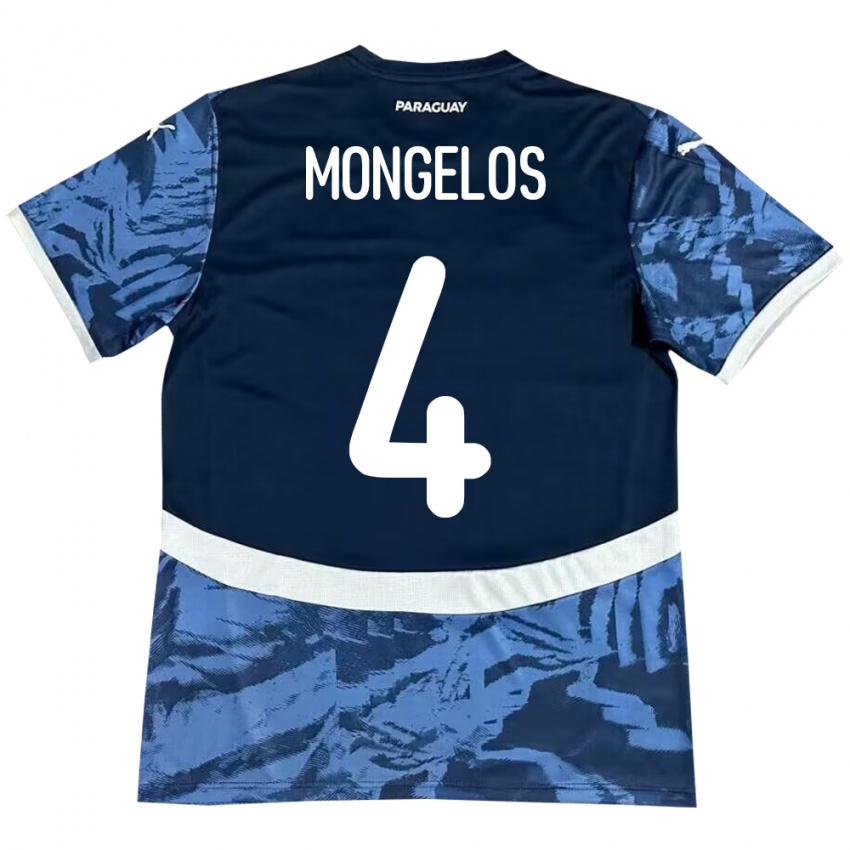 Uomo Maglia Paraguay Rolando Mongelós #4 Blu Kit Gara Away 24-26 Maglietta