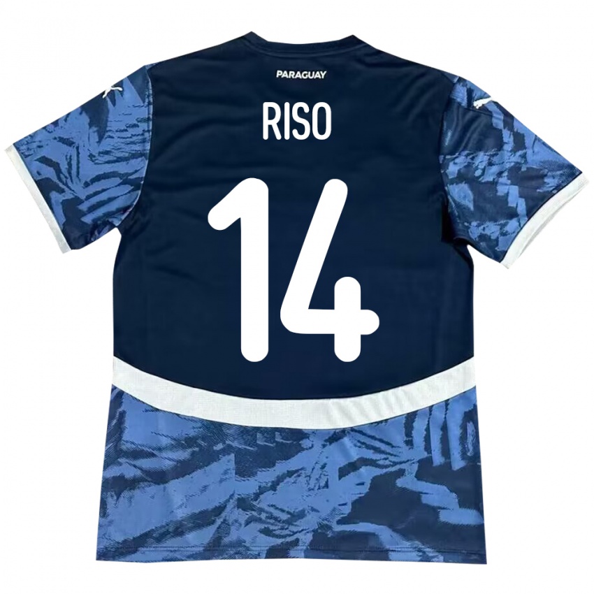 Uomo Maglia Paraguay Tania Riso #14 Blu Kit Gara Away 24-26 Maglietta