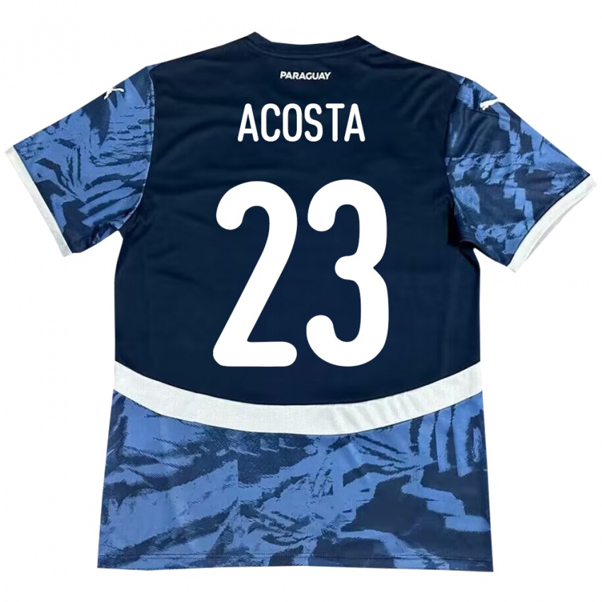 Uomo Maglia Paraguay Fátima Acosta #23 Blu Kit Gara Away 24-26 Maglietta