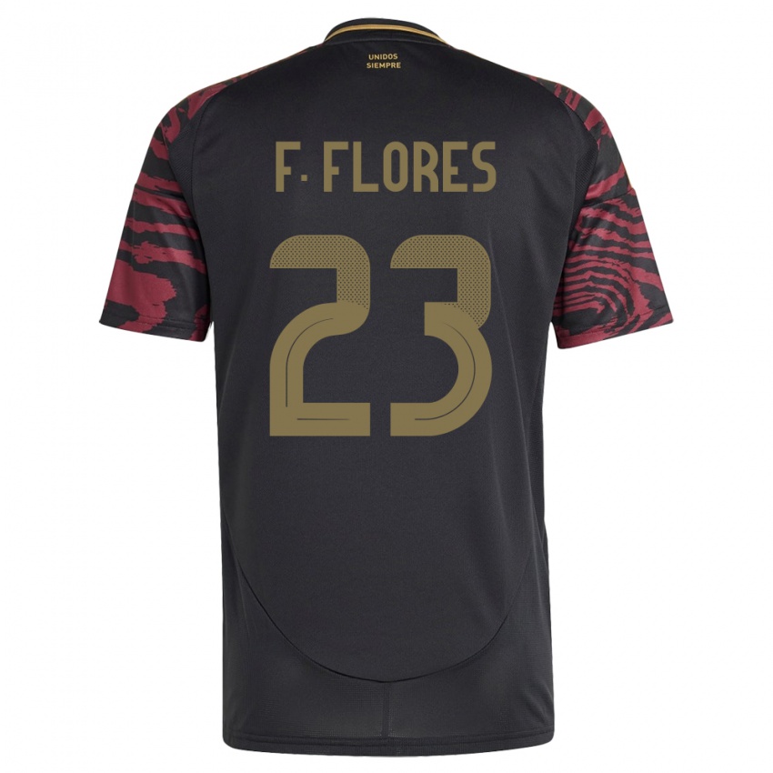 Uomo Maglia Perù Franchesco Flores #23 Nero Kit Gara Away 24-26 Maglietta