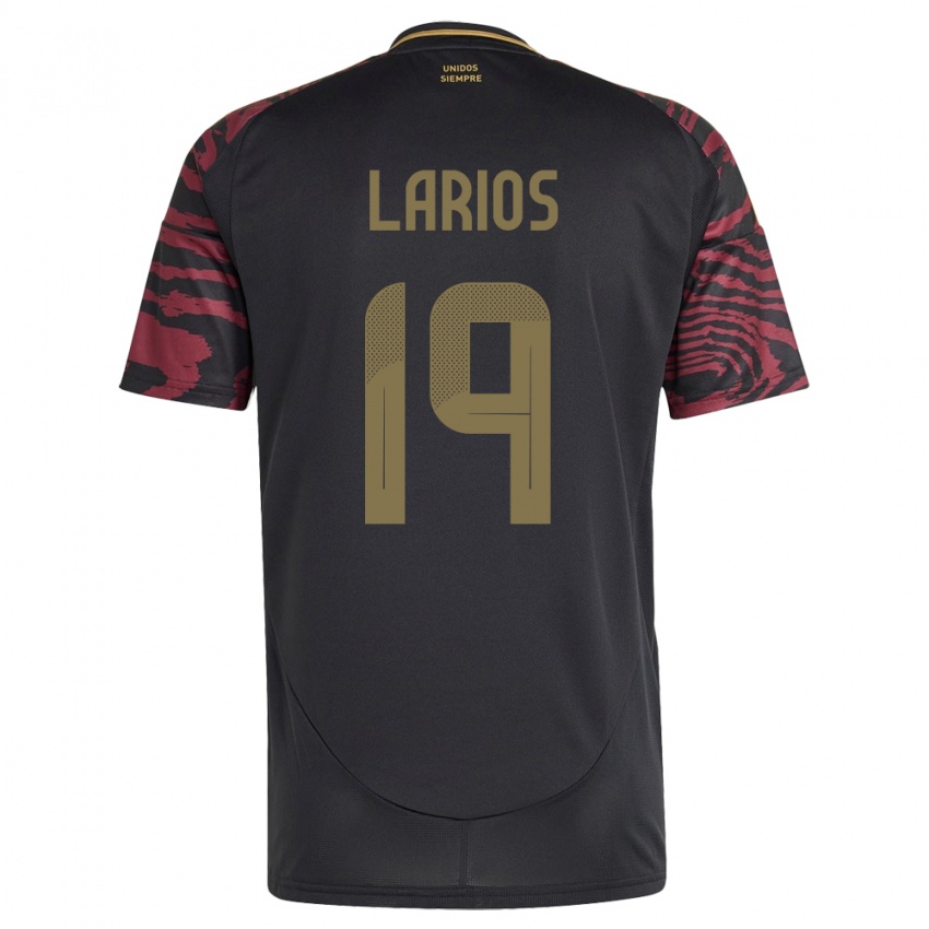 Uomo Maglia Perù Guillermo Larios #19 Nero Kit Gara Away 24-26 Maglietta