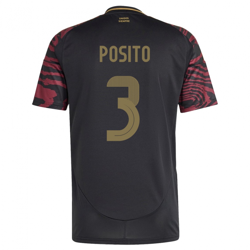 Uomo Maglia Perù Alejandro Pósito #3 Nero Kit Gara Away 24-26 Maglietta